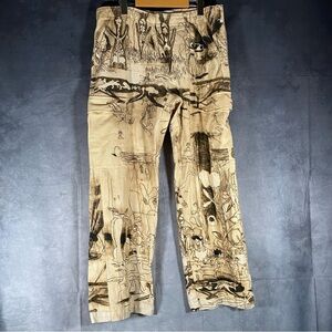 Domrebel Elysium Cargo Pants Sz L Streetwear Relaxed Fit Skater Punk Art